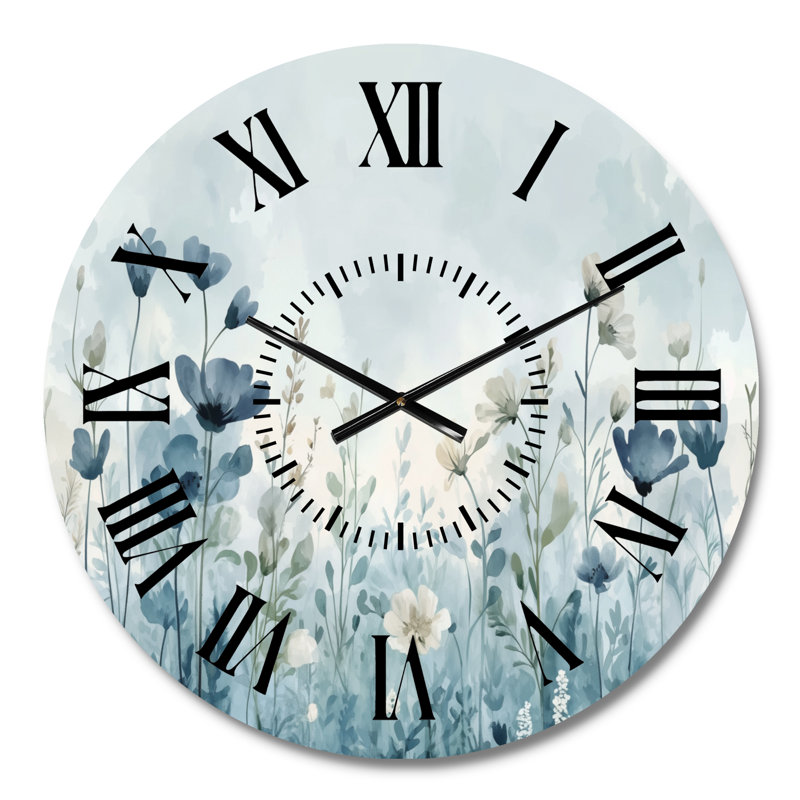 Horloge murale en métal « Prairie florale » - Style cottage, Médium