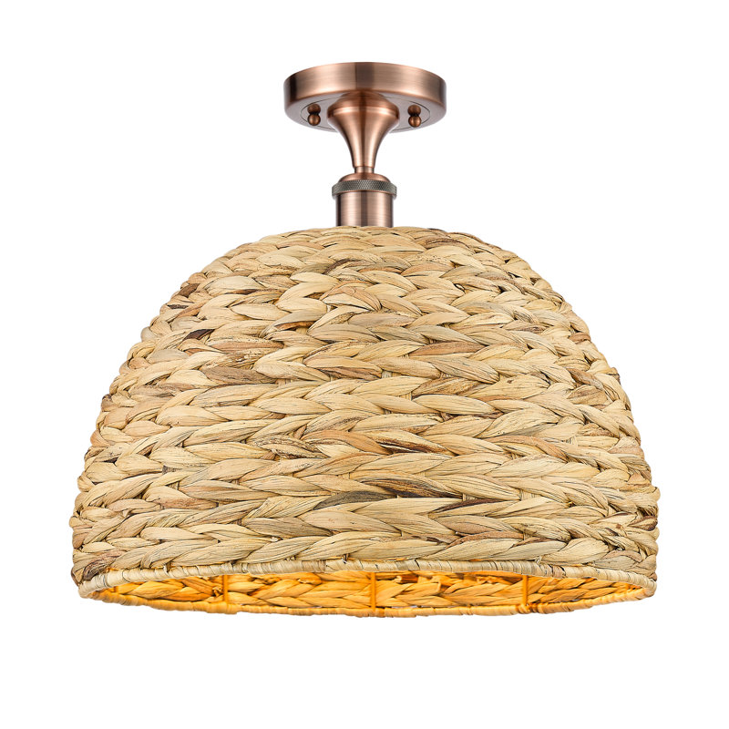 Plafonnier semi-encastré 1 lumière 16 po Tsang, H 14,5 po x l 15,75 po x P 15,75 po, Cuivre antique
