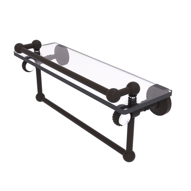 Jarrell Glass Bracket Shelf with Towel Bar, Oil Rubbed Bronze, 5.5" H x 16" W x 6.8" D