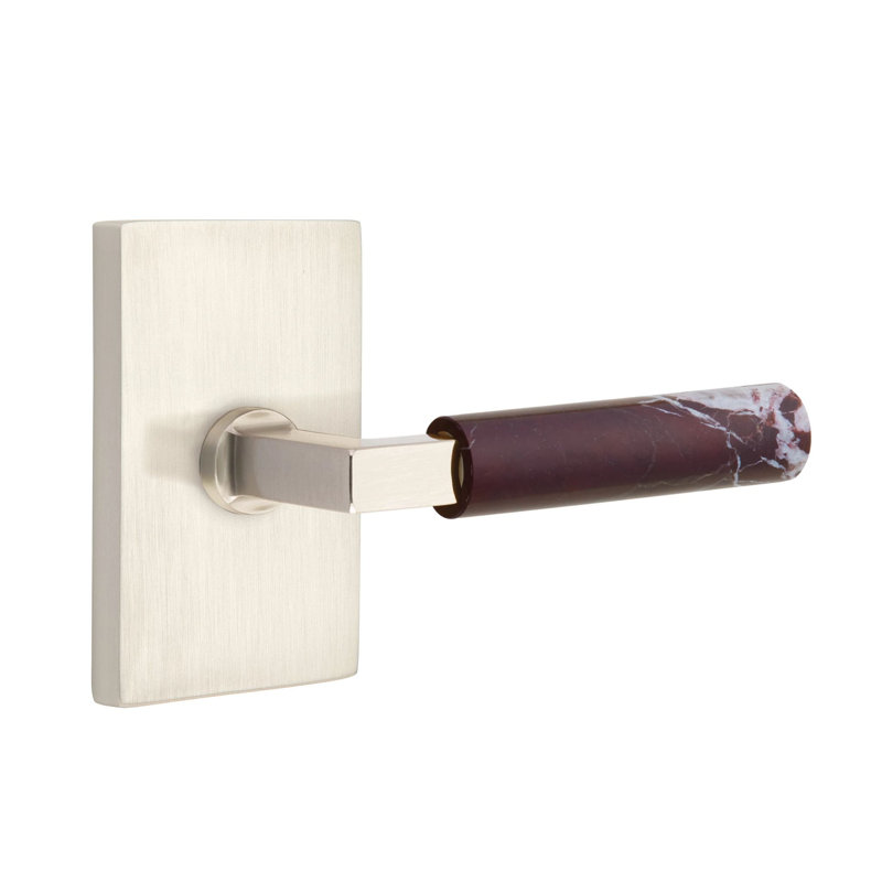 Mortaise d'intérieur Select Passage avec rosette rectangulaire moderne et L-Sq. Tige, levier Rosso Levanto, Oui