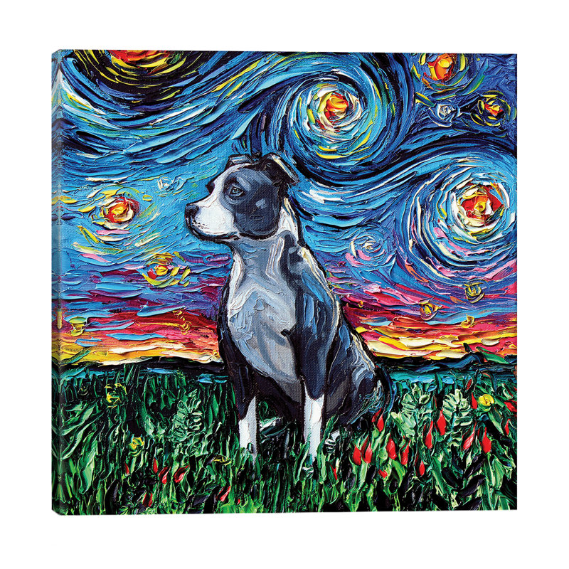 Pitbull Night by Aja Trier - Painting on Canvas, Wrapped Canvas, 93.98 cm H x 93.98 cm W x 3.175 cm D