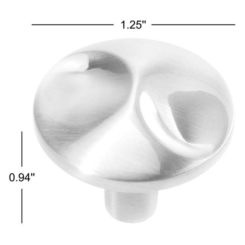 Poignée champignon 1 1/4 po de diamètre, Nickel satiné