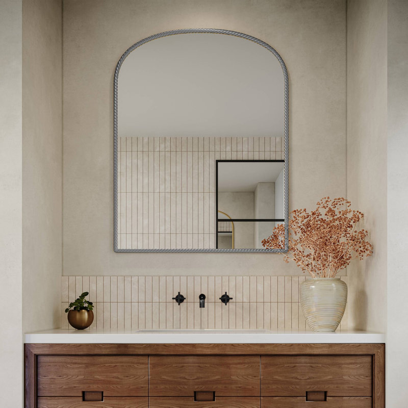 Miroir de salle de bain mural, 40 po x 34 po, Argent