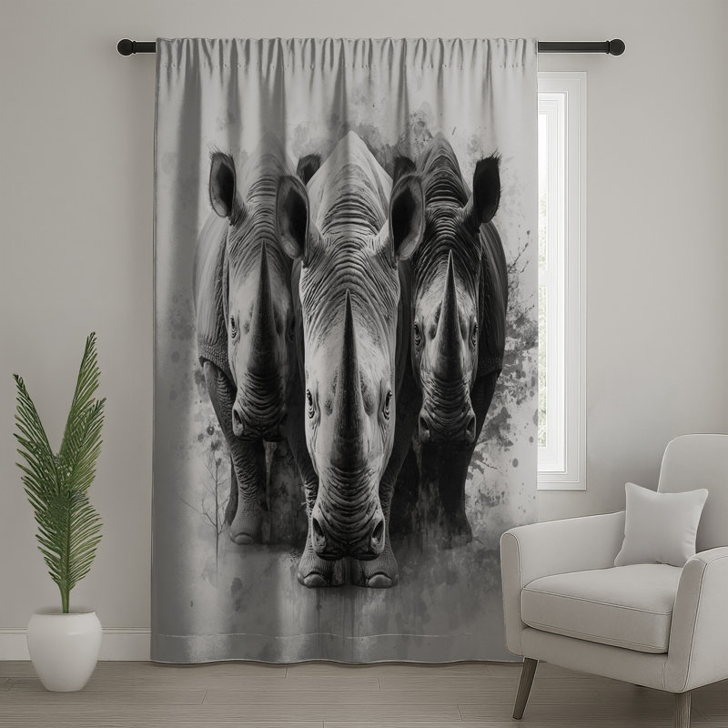 Three Rhinos Illustration, 50 po x 92 po - 1 panneau, Transparent