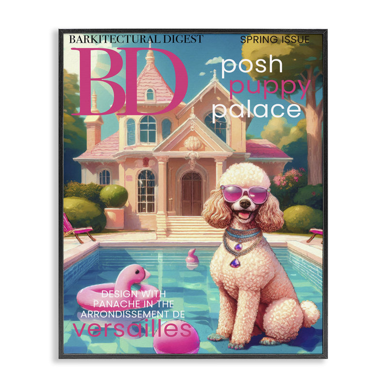Giclée encadrée par Poodle, par Grotto Studios, H 14 po x l 11 po, Giclée encadrée noir minuit