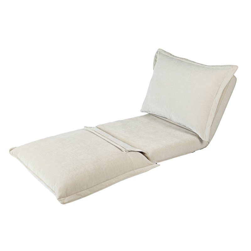 Floor Sofa Bed With Adjustable Backrest And Pillows, Cream