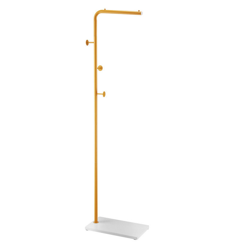 Coat Rack Freestanding Coats Rack with Quartz Stone Base & 3 Round Hooks