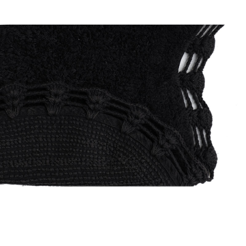 Cotton Blend Non-Slip Bath Rug, Black