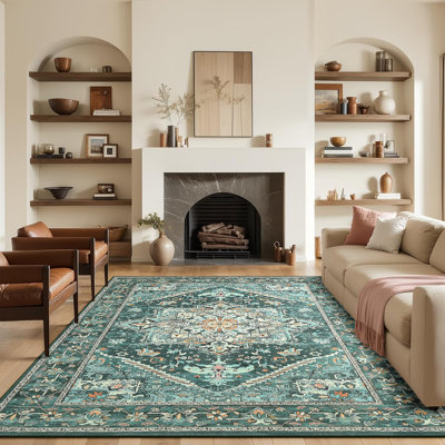 Tapis à motif floral lavable Fillender