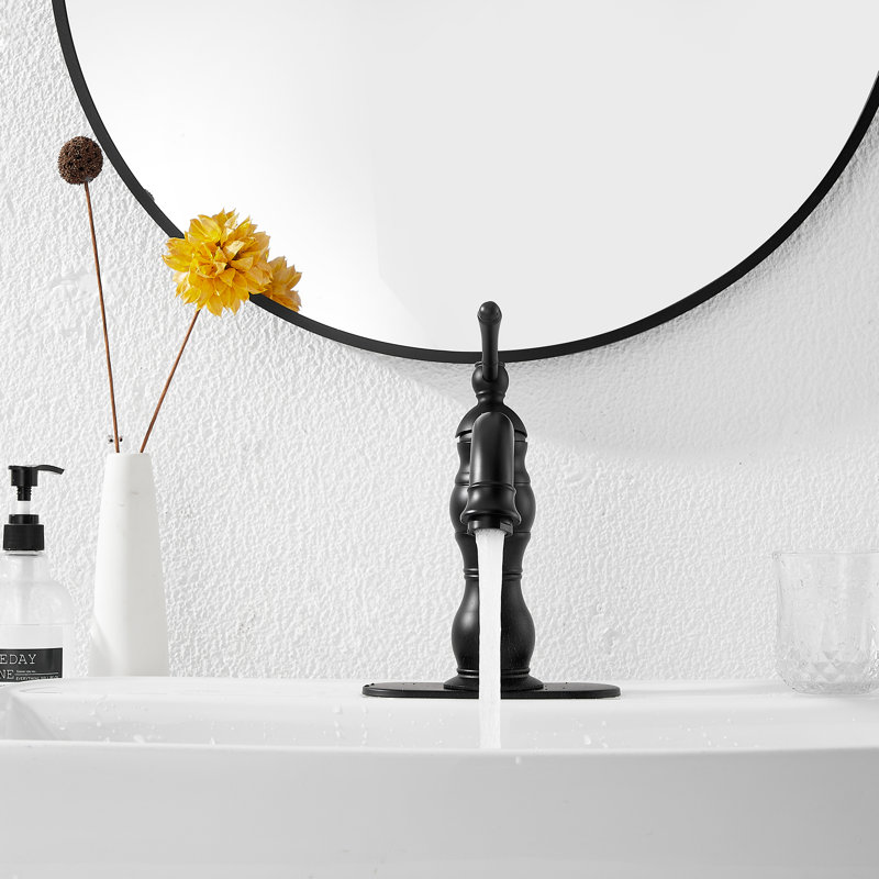 Single-handle Bathroom Faucet with Drain Assembly, Matte Black