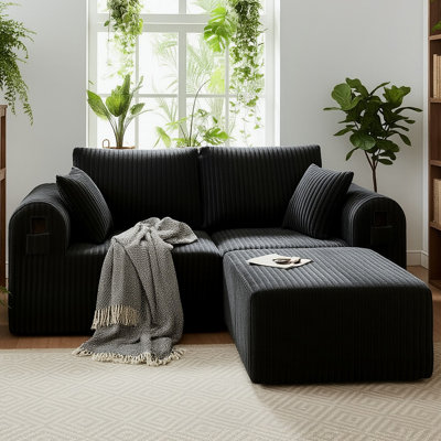 Canapé de 76,37 po de largeur, canapé convertible en forme de L avec repose-pieds modulaire avec mousse à mémoire de forme profonde, petit canapé-lit confortable pour les petits espaces, canapé sans assemblage pour le salon, chambre à coucher, appartement