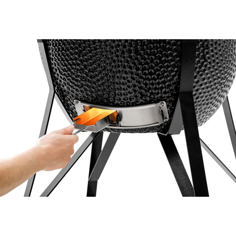 Kamado Bono 23.3cm W Wood Pellet Grill, Black