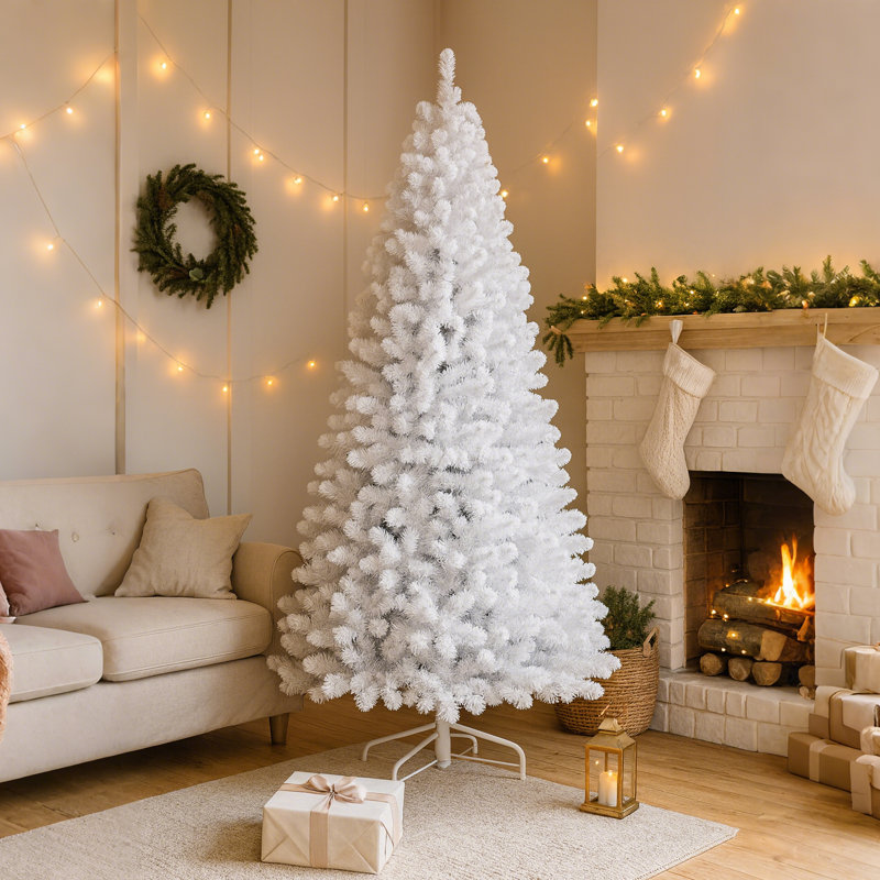 Arbre de Noël artificiel 8 pi avec fil mémoire, arbre en PVC à charnière 1430 pointes - Assemblage facile, 8'