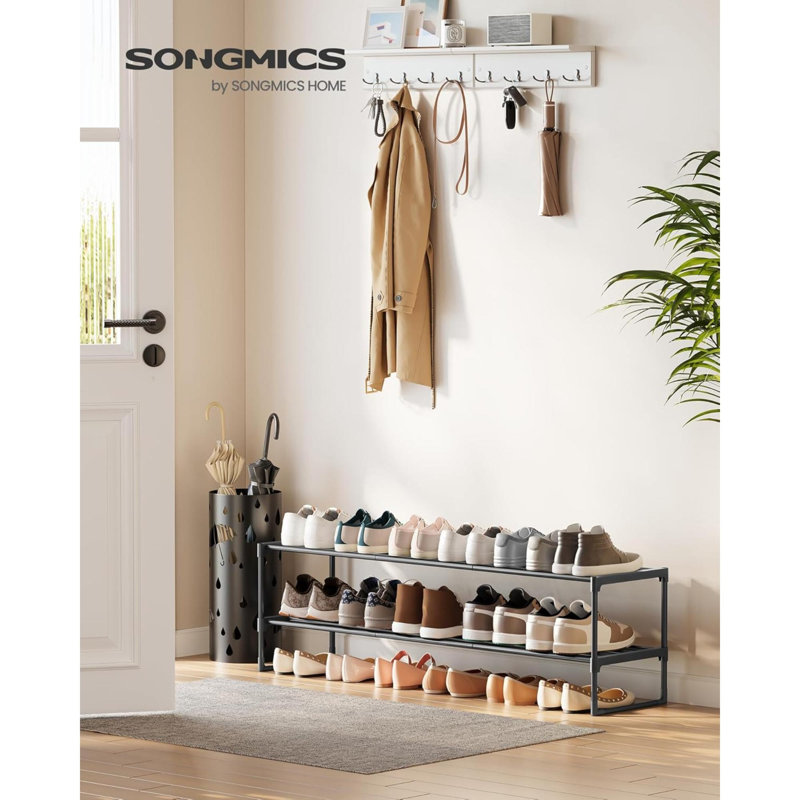 Range-chaussures, range-chaussures à 2 niveaux, tablette de rangement en métal, debout ou à l'envers, pour 15 à 18 paires, empilable, pour vestibule