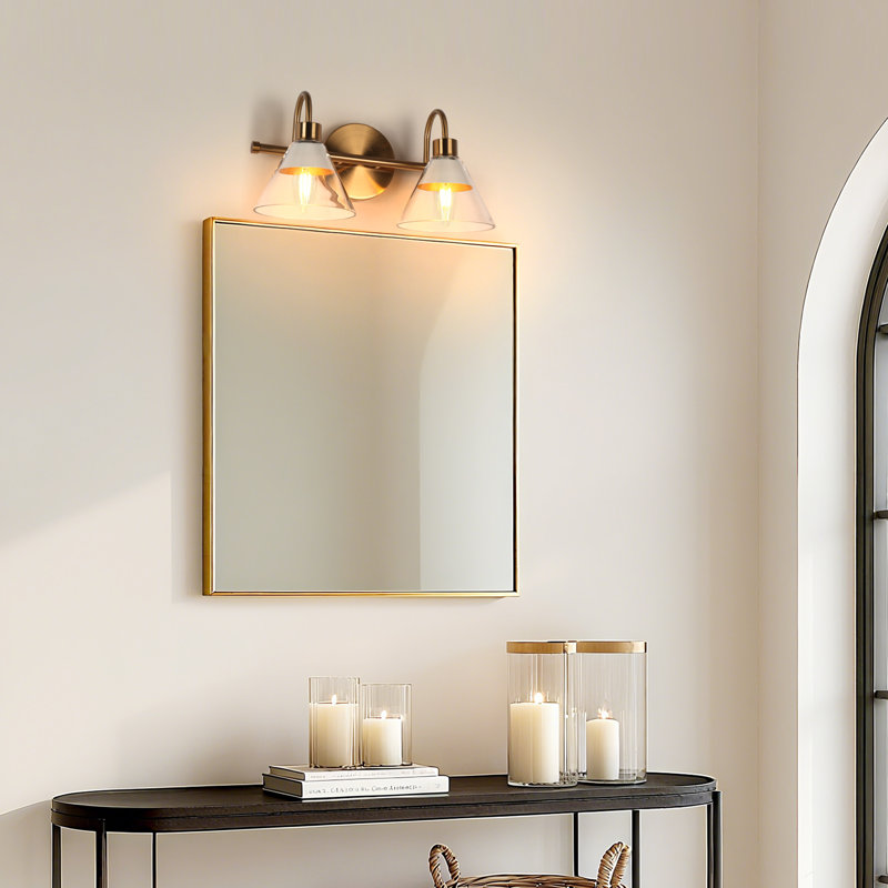 Luminaire de salle de bain 2 lumières à intensité variable avec abat-jour en verre