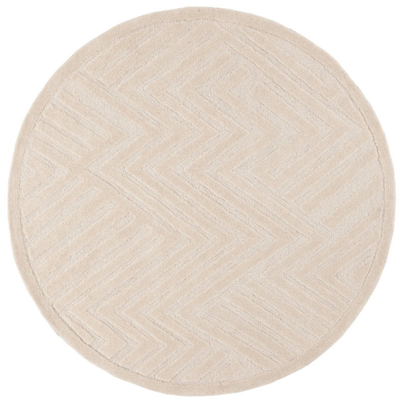 Ginna Hames Hand Tufted Wool & Cotton Geometric Rug, Round 6'