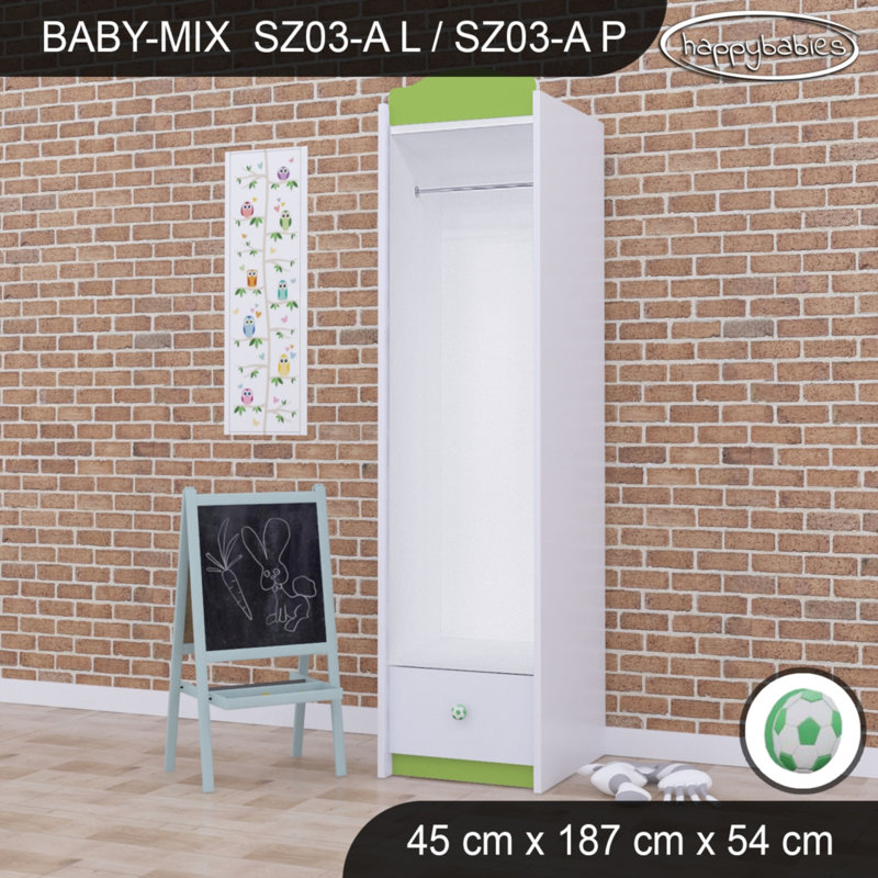 Baby Mix Ball 1 Door Wardrobe, Green