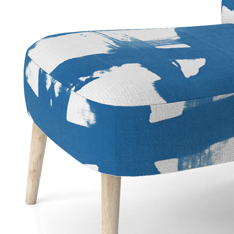 Crossing Paths I - Chaise d'appoint rembourrée moderne, Mélange de polyester bleu / blanc
