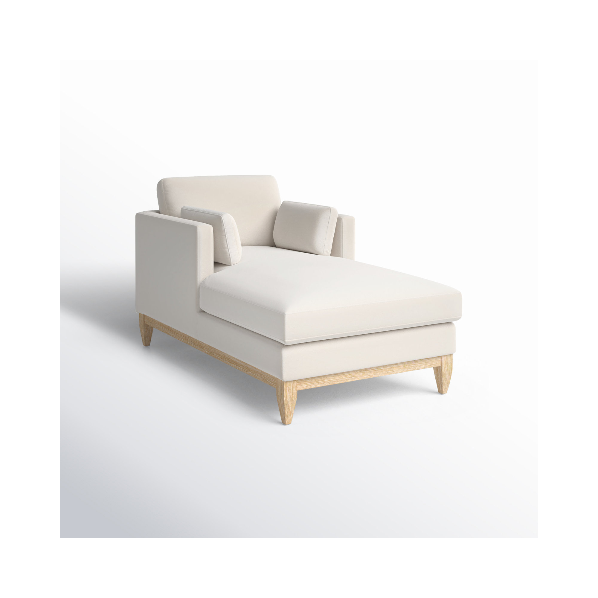 Pera Upholstered Chaise Lounge, French Beige Velvet