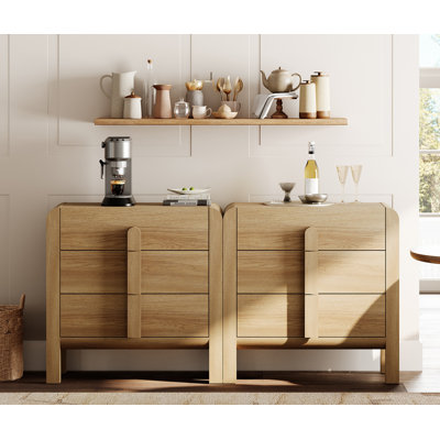 Mid-century 63" Wood Sideboard Buffet Cabinet with Storage, Modern 2-In-1 Credenza with Drawers for Kitchen Living Room, Dining Room
