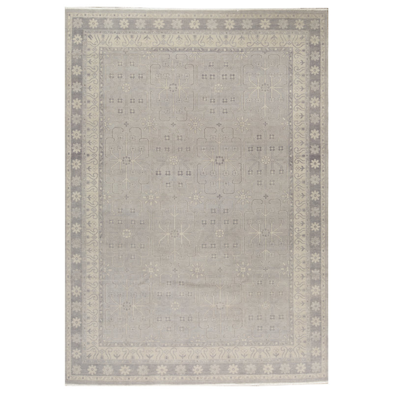 Tapis argenté de haute qualité noué à la main Ziegler, Rectangle 10 pi 1 po x 14 pi 1 po