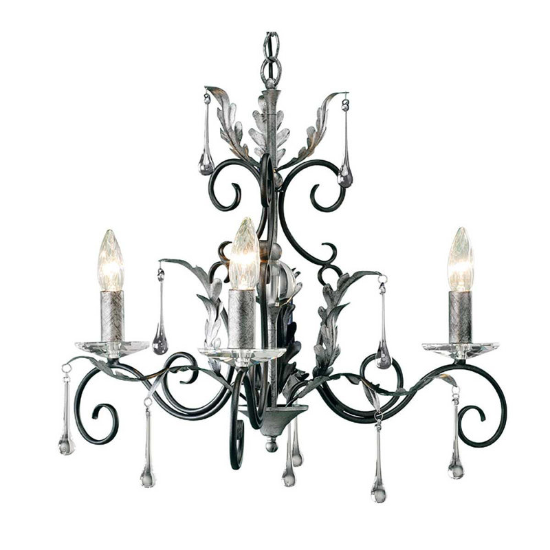 Barcroft 3 - Light Candle Style Chandelier, Black/Silver