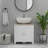 Kleankin Pedestal Sink Storage Cabinet with U-Shape And Adjustable Internal Shelf, White