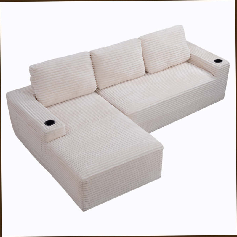 Canapé modulaire 104 po Cloud, Face à la gauche, Blanc, crème