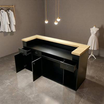 Bureau de réception moderne pour magasin de vêtements, magasin de détail et salon, comptoir avec rangement, aucun assemblage requis