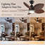 Ventilateur de plafond de 37 po, pales en ABS avec cadre en métal, télécommande, moteur à courant continu réversible à 6 vitesses, utilisation intérieure et extérieure, ventilateur de plafond noir, ventilateur de plafond à feuilles de palmier, style Mid-Century moderne