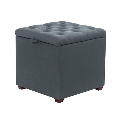 17.7 Inches Square Upholstered Tufted Storage Ottoman