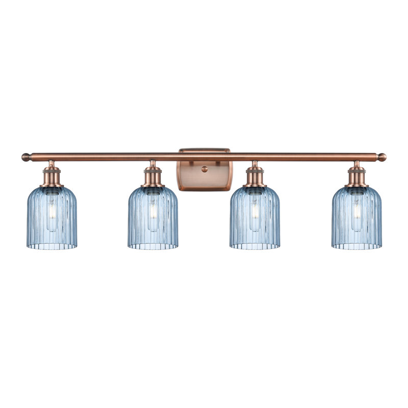 Fiennes 4 - Light Dimmable Vanity Light, Antique Copper, Blue