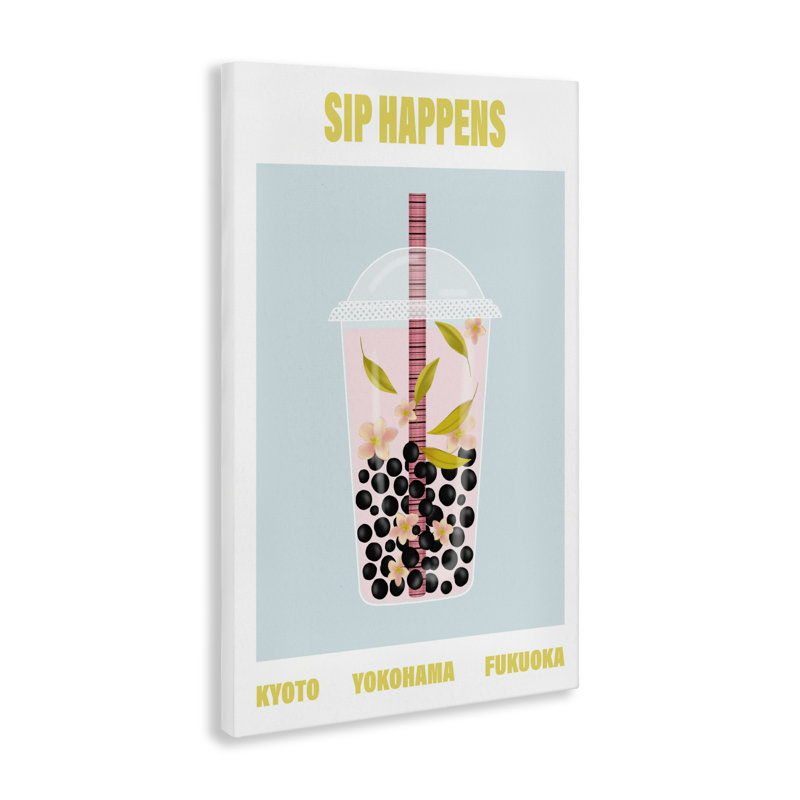Toile de thé Sip Happens Boba, design par A Barefoot Stylist, H 45 po x l 30 po