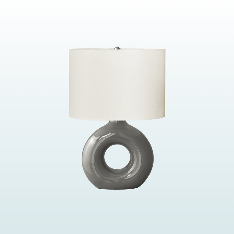 Alida Standard Ceramic Table Lamp in Dark Grey and Ivory Shade, 23.79'' H X 15.76'' W X 10.89'' D