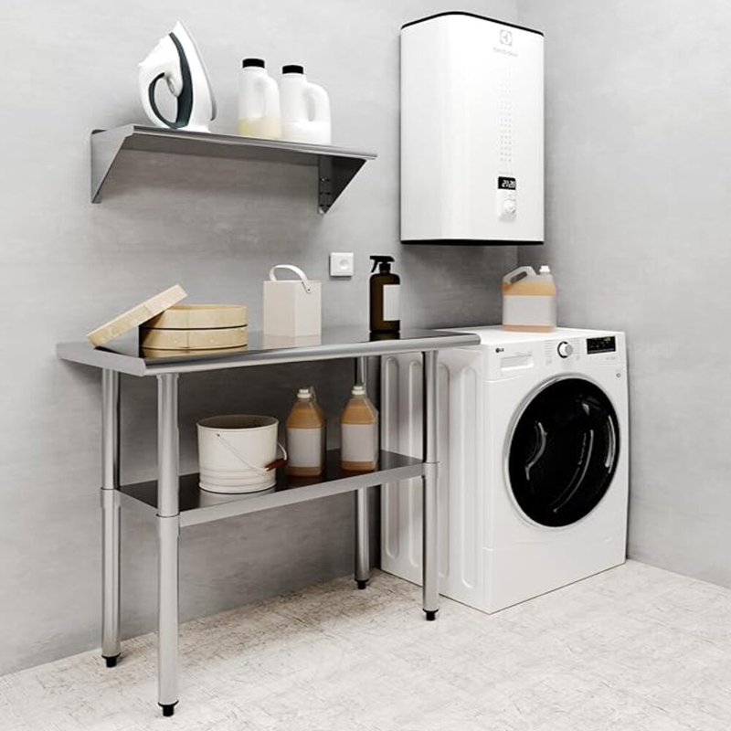 Table de travail à base ouverte en acier inoxydable H 35 po x l 36 po x P 18 po Express KitchQuip
