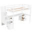 Lit mezzanine simple en blanc avec bureau et tiroirs doubles - Bois de pin pour une chambre à coucher captivante