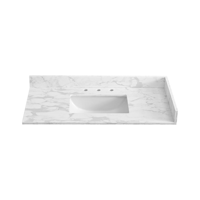 Plan de toilette simple en pierre de quartz de 48 pouces avec lavabo (base non incluse)