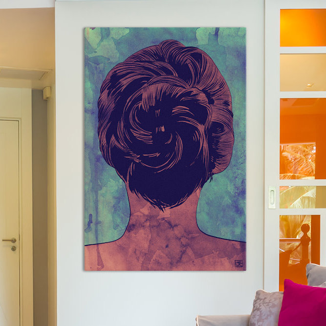 Peinture à cheveux sur toile tendue, H 26 po x l 18 po x P 1,5 po
