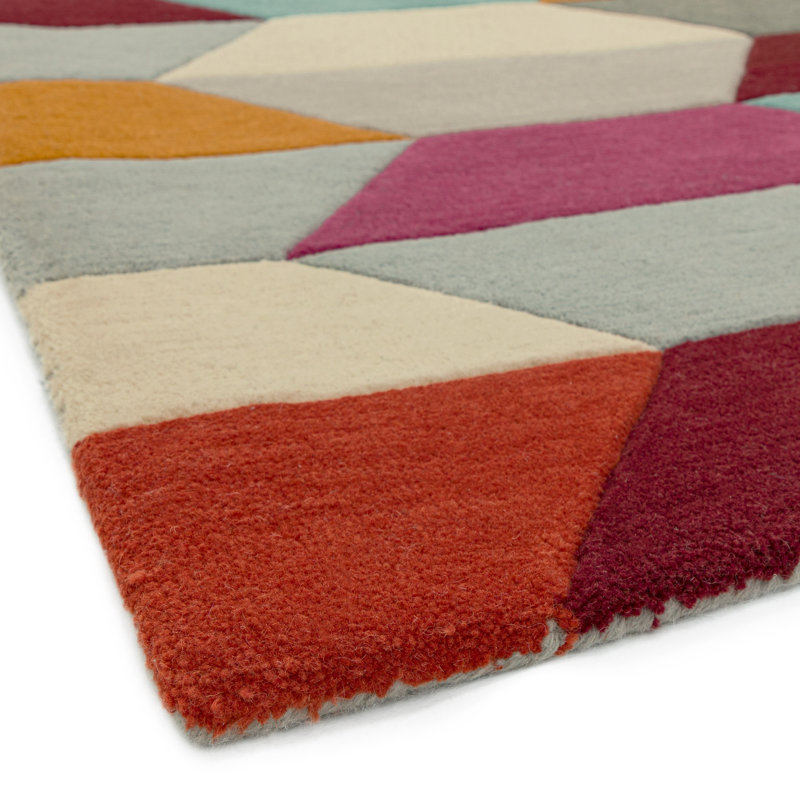 Triston Geometric Wool Hand Woven Area Rug, Rectangle 140 x 200cm