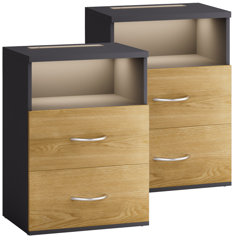 Rexhie 39cm W MDF/particle Board Bedside Table, Wood/Gray