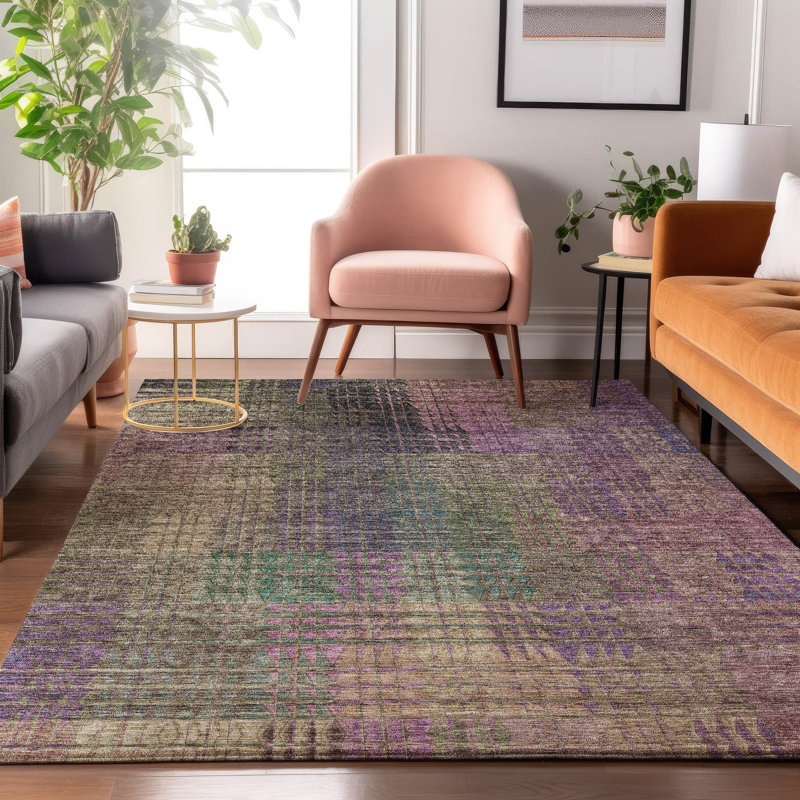 Premium Machine Washable Prisco Plum Rug, Rectangle 8' x 10'
