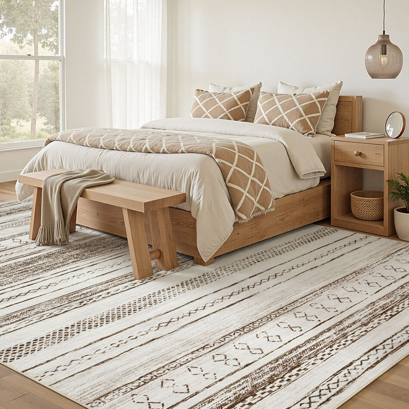 Modern Geometric Area Rug Machine Washable Low Pile Carpet Non-Slip Abstract Pattern Soft Floor Mat, Rectangle 8' x 10'