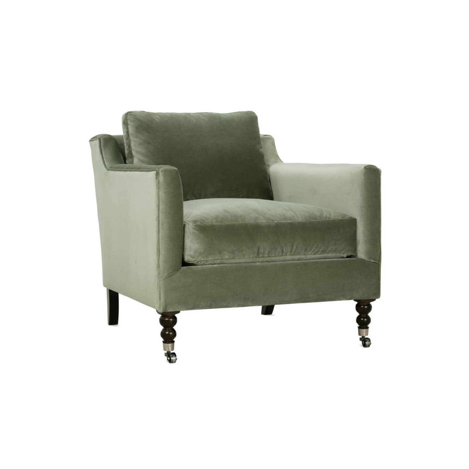Madeline 33" W Armchair, Dark Brown Wood, Sage Velvet (15026-23)