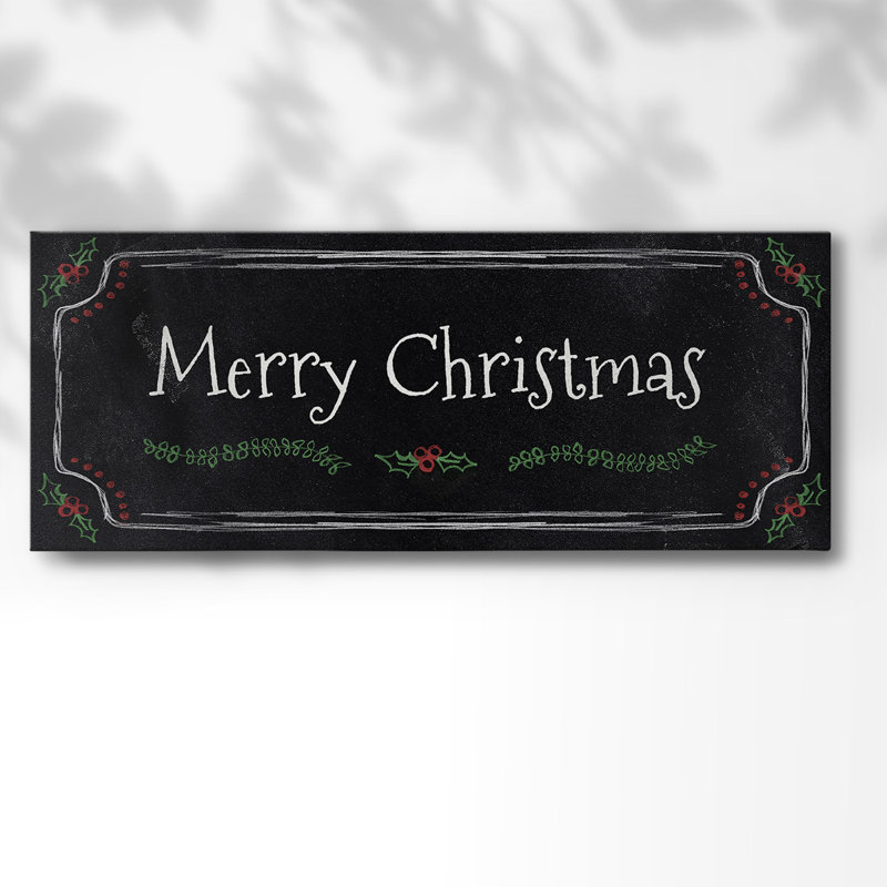 "Merry Christmas" sur toile, art textuel, H 20 po x l 50 po x P 1,5 po
