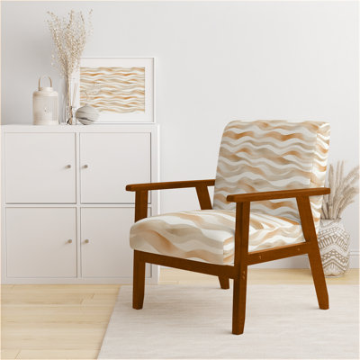 Chaise rembourrée rayée beige et orange