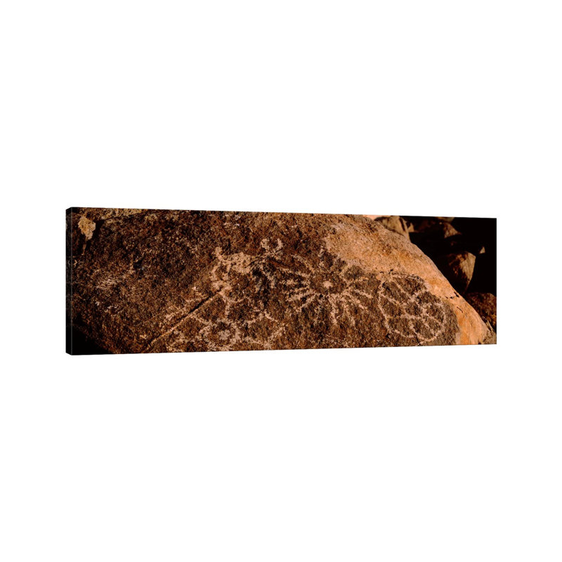 Close-up Of Petroglyphs On A Rock, Saguaro National Park, Tucson, Arizona, USA - Wrapped Canvas Panoramic Print