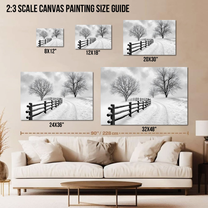 «Winter Tree Wall Art - Winter Scène, décoration murale, paysage d'hiver, art mural pour salon, H 20 po x l 30 po