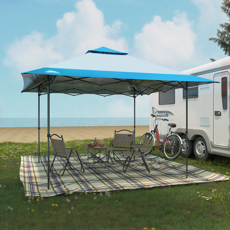 Pop Up Canopies 13 Ft. W x 13 Ft. D Steel Outdoor Straight Leg Canopy, Light Blue