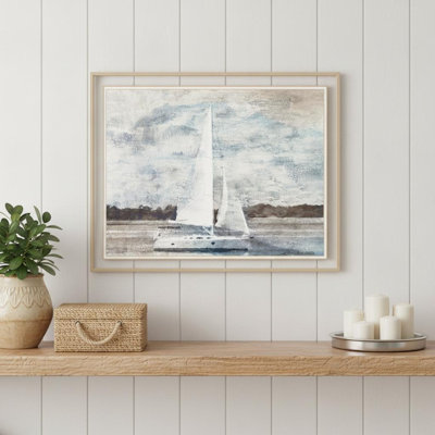 Voilier sur l'eau, reproduction d'art encadrée