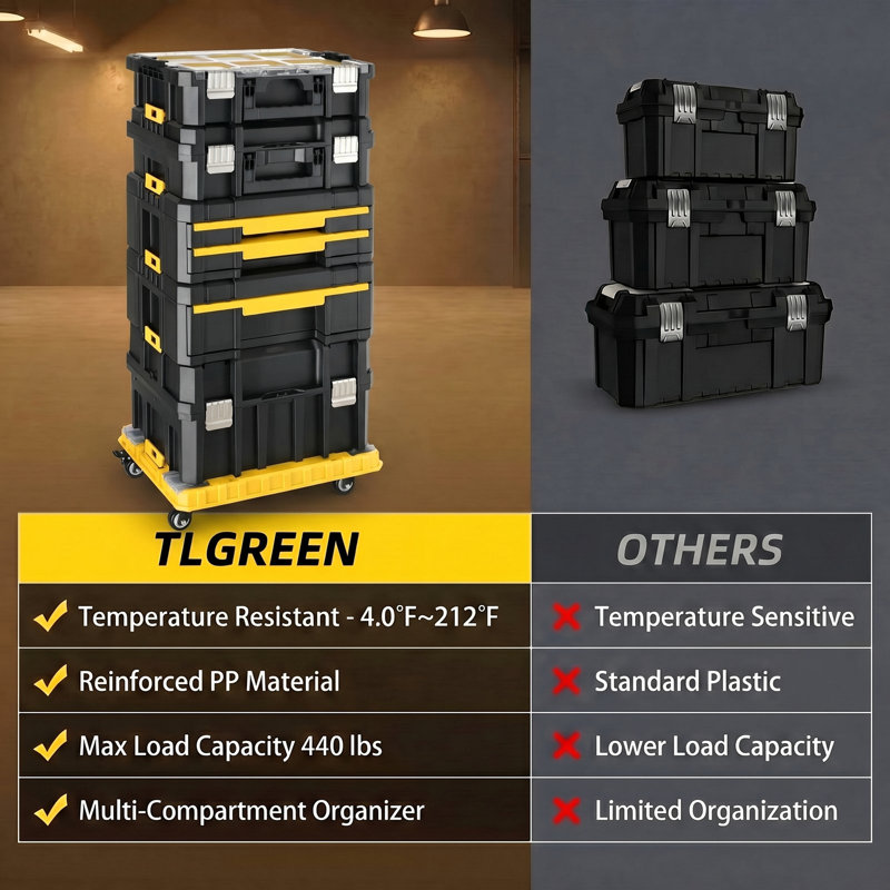  Boîte à outils roulante empilable avec roulettes - système d'organisation modulaire 5 en 1, boîte à outils portable avec tiroirs pour le rangement dans le garage, les réparations à domicile et les ateliers professionnels